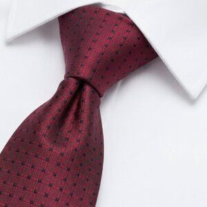 Nautica Silk Tie Burgundy Red Blue Geometric Cubes